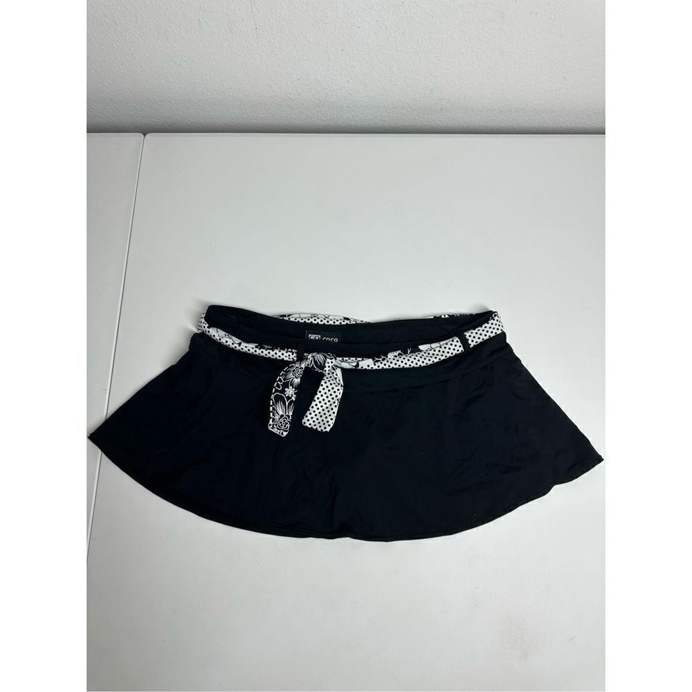 Coco Reef Bikini Bottom Skirt Black Belted Size M